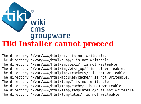 Tikiwiki Error Folder Install