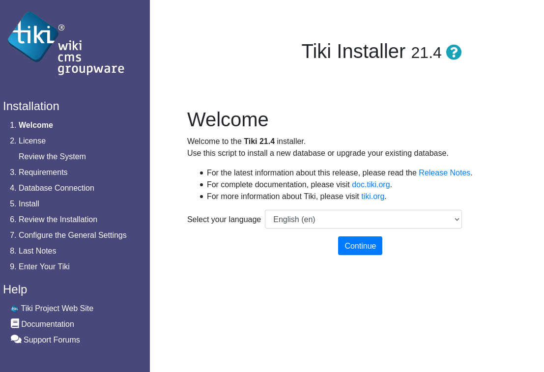 Tikiwiki Install Step 1